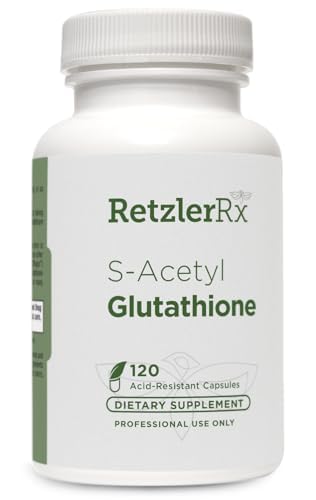 RetzlerRx S-Acetyl Glutathione תוסף 100 מ"ג עבור קפסולה, המיוצר בארה"ב - 120 קפסולות Acid-Resistant Support - Non-GMO, Soy & Gluten-Free / Bergaflow®, פרמצבטיקה כיתה