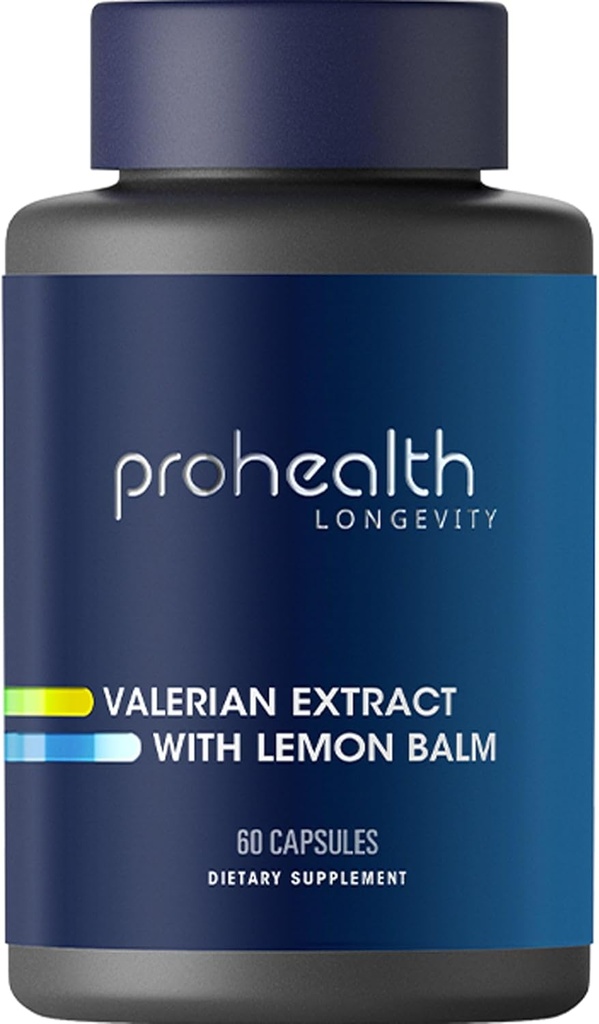 ProHealth Vallan Extract + לימון Balm (60 קפסולות) 160 מ"ג ולריאן + 80 מ"ג לימון Balm | הירגעות ושינה תמיכה | No Morning Grogginess