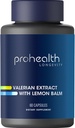 ProHealth Vallan Extract + לימון Balm (60 קפסולות) 160 מ"ג ולריאן + 80 מ"ג לימון Balm | הירגעות ושינה תמיכה | No Morning Grogginess