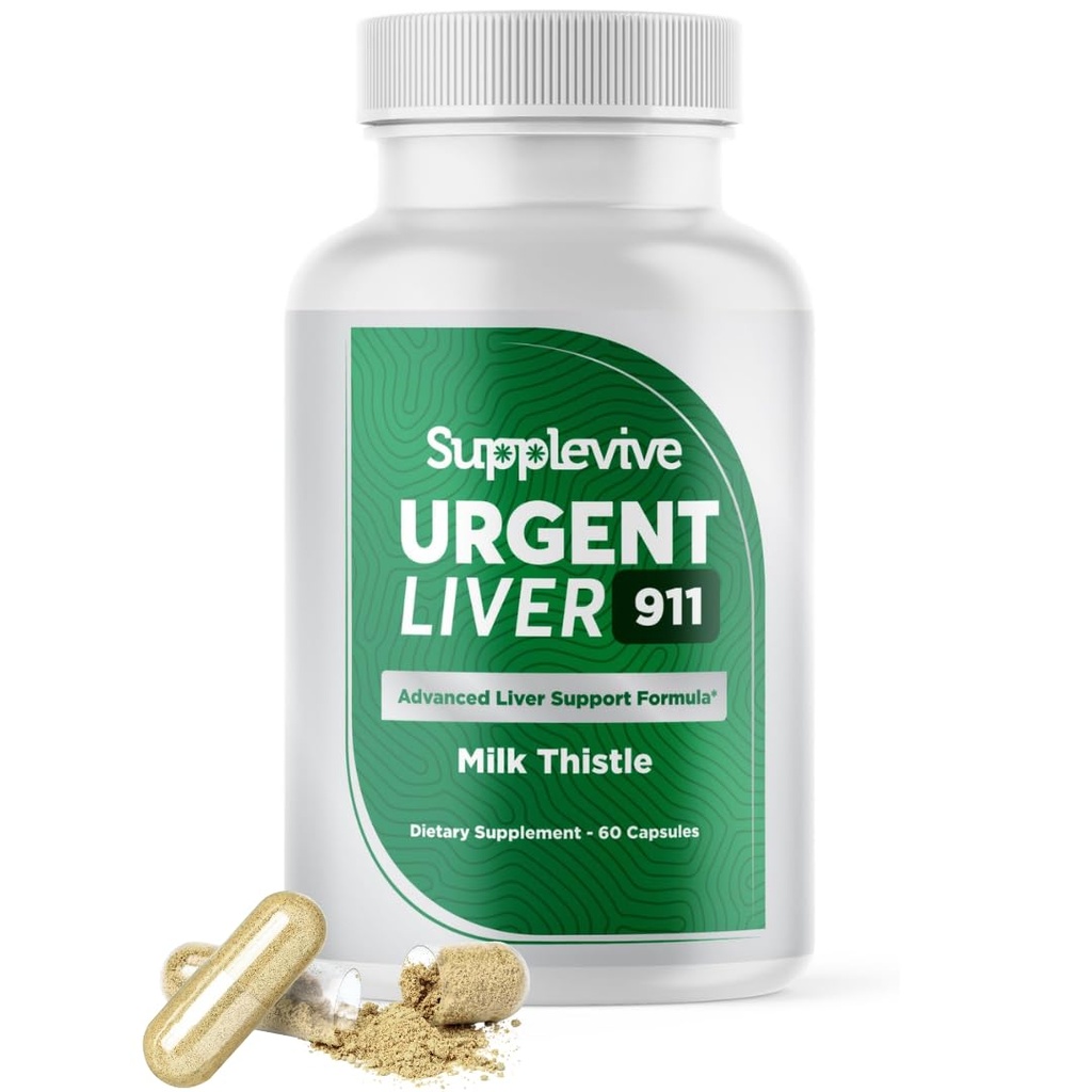 Urgent Liver 911 Herbal Liver תמיכה תוסף Liverse Detox & תיקון פורמולה עם חלב Thistle Silymarin Dandelion Root and Artichoke for Liver Health, 60 קפסולות (1)