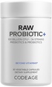 תוסף Codeage Raw Probiotic+ - 34 Probiotic Strains, 100 מיליארד CFUs, Raw Whole Food Probiotics, Digestive Enzymes, Raw Fruits & Veggies Prebiotics - Wild Keפיר Culture - Non-GMO - 30 קפסולות