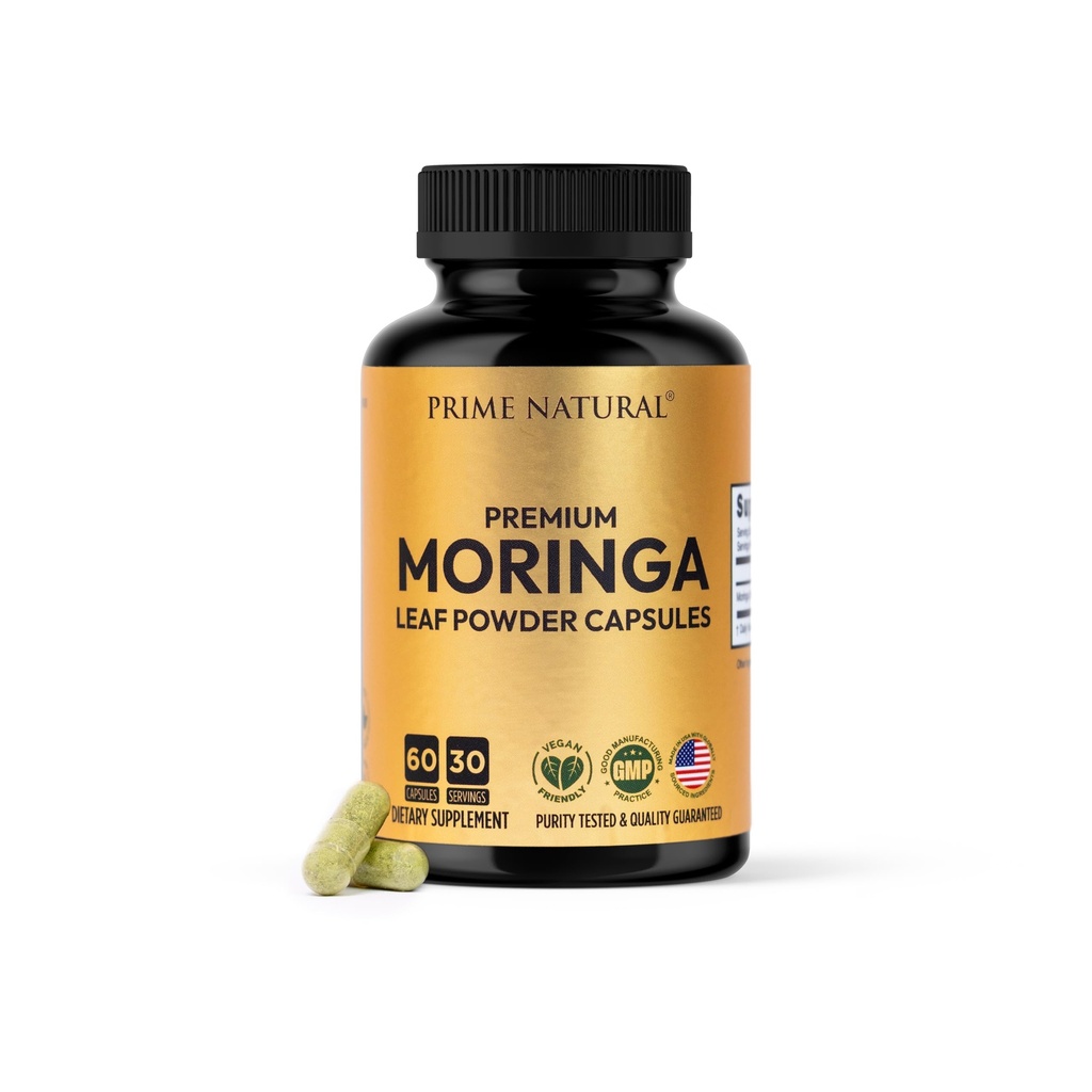 אבקת Moringa אבקת קפסולות - אבקת Moringa טהורה, אנרגיה, עור, Immune & Gut Health Superfood, עשיר באנטיoxidants, ויטמינים חיוניים ו Amino Acids, תוספי מזון ירוק טבעי - הרוזן 60