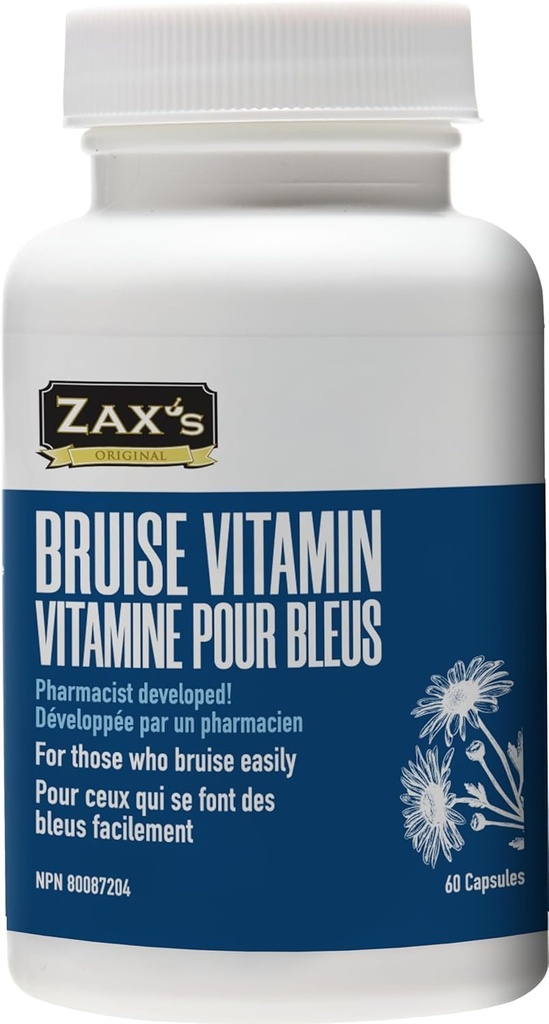 ZAX'S Bruise ויטמין Pharmacist פיתחה תוספי Bruisings Potent Bruising Swelling צמצם, Zinc, ויטמין K, D3, Ascorbic Acid, Citrus Bioflavonoids, 60 Caps, משלב Arnica Bruise Cream Cream Cream Cream Cream Cream