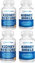 Kidney Recovery & Kidney Shield 4Pack Bundle Pills - Natural Kidney Support Supplement for Kidney Cleanse Detox & Fix - כולל Renal & Kidney Health תוסף לתמיכה בתפקוד Kidney