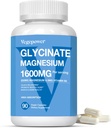 מגנזיום Glycinate 1600 מ"ג תוספי - עם ויטמין B6 & Zinc, ויטמין D3, Chelated Magnesium for Sleep, שריר, עצמות ובריאות החיסון, High Absorption Magnesio, non-GMO, 90 קפסולות טבעוניות