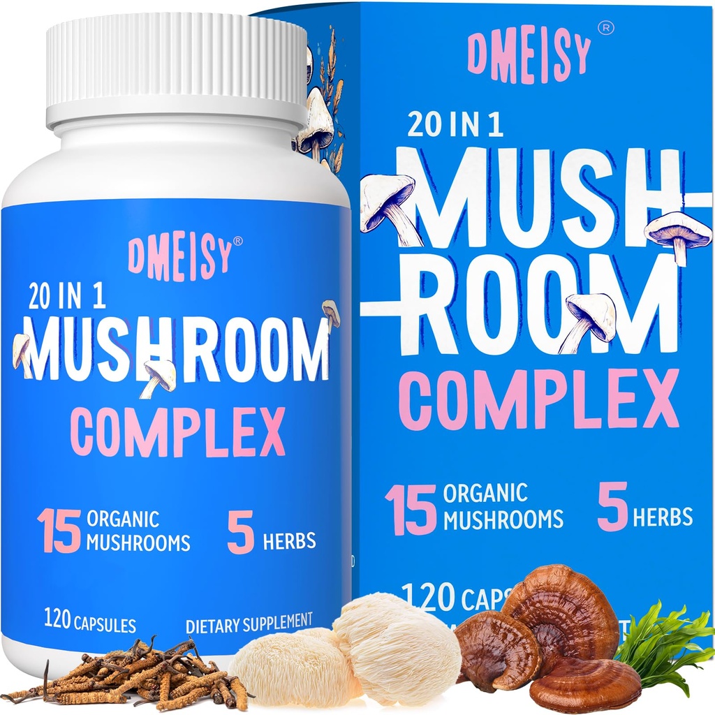 תוסף Mushroom 2600 מ"ג, 20in-1 Mushroom Complex, עם Lions Mane, Cordyceps, Reishi, טורקיה Tail, Chaga - תוספי מוח עבור זיכרון ו Focus, תוספי זיכרון, Mood, Immunity, 120 קפסולה, קפסולה, 120 קפסולת, קפסולת, 120 קפסולת, 120 קפסולת, 120 קפסולת, 120 קפסולת