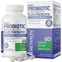 Bronson Men's Proביוטיקה 50 מיליארד CFU Plus Prebiotic עם Ashwagandha, Fenugreek & Zinc, תומך בריא Digestion & Immune פונקציונלי non-GMO, 60 קפסולות צמחוניות