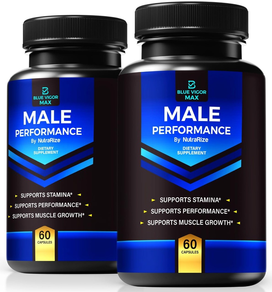 (2 Pack) Blue Vigor Max Pills for Men, All-Natural Formula for Male Fitness and Stamina, Premium Capsules for Daily Nutrition, Performance & Energy, Official Supplement for Man Reviews (120 Capsules)