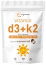 Micro Ingredients ויטמין D35,000 IU + K2 MK 7 100 mcg, 300 Softgels | שמן קוקוס בתולה | 2in-1 העצם, Immune & Heart Support