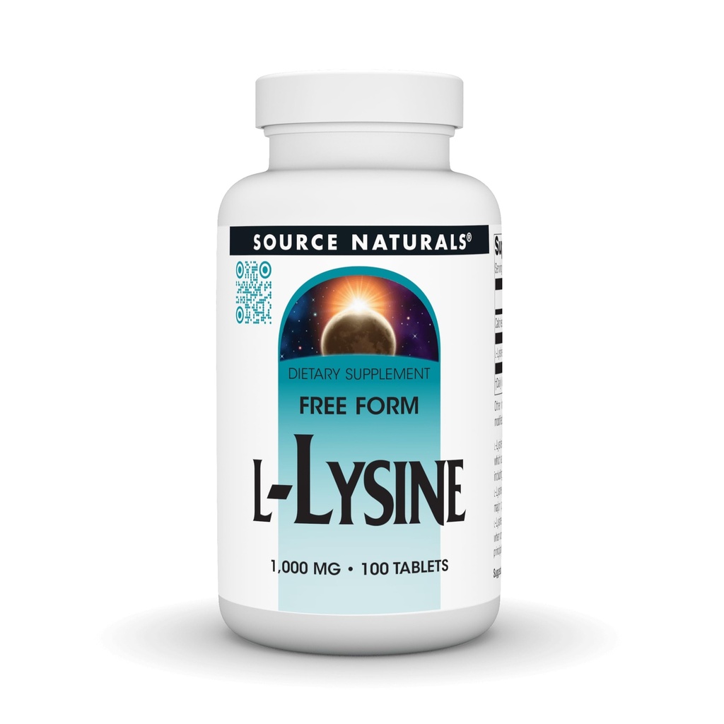 מקור טבעי L-Lysine חינם טפסים, 1000 מ"ג - Amino Acid תוספת תמיכה אנרגיה טפסים & Collagen * - 100 טבליות
