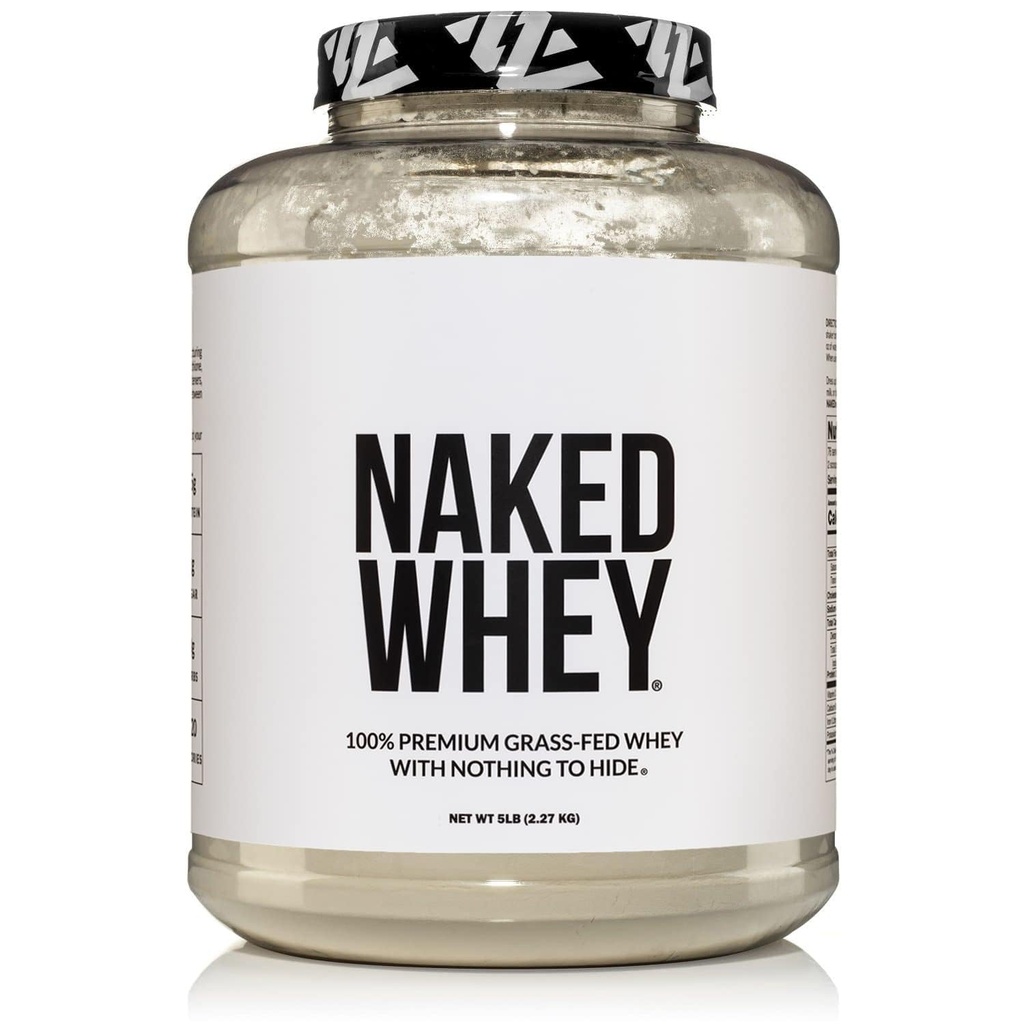 NAKED WHEY 5LB 100% Grass Fed Unflaved אבקת חלבון Whey - רק 1 ingredient, Undenatured - No GMO, Soy או Gluten - No Preservatives - קידום צמיחה שרירים ושיקום - 76 משרתים