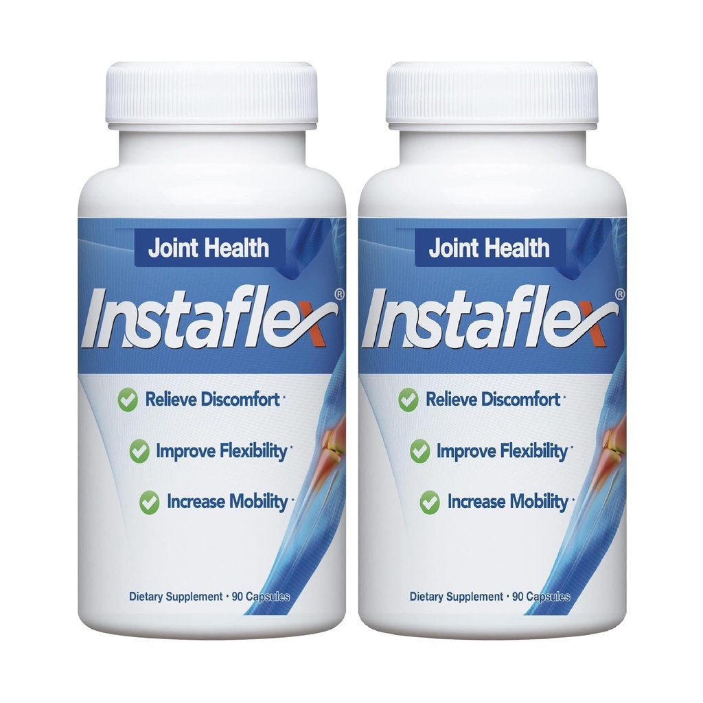 Instaflex Joint Support Supplement - Clinically Stud Joint Relief Band of Glucosamine, MSM, White Willow, Turmeric, ג'ינג'ר, קייאן, Hyaluronic Acid - 180 קפסולות