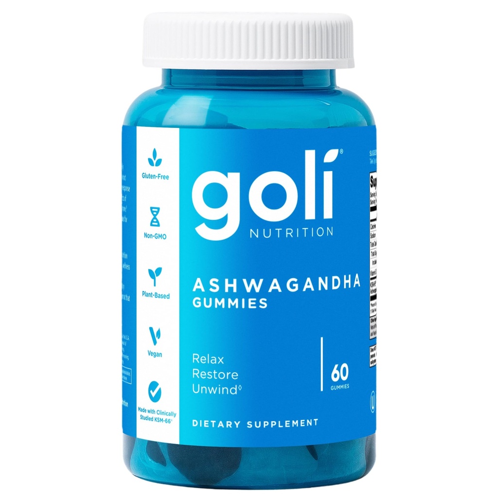 Goli Ashwagandha & ויטמין D Gummy - 60 הרוזן - מעורב ברי, KSM-66, טבעוני, צמחי מבוסס, non-GMO, Gluten-Free & Gelatin חינם להירגע. שחזור. Unwind, Pack of 1