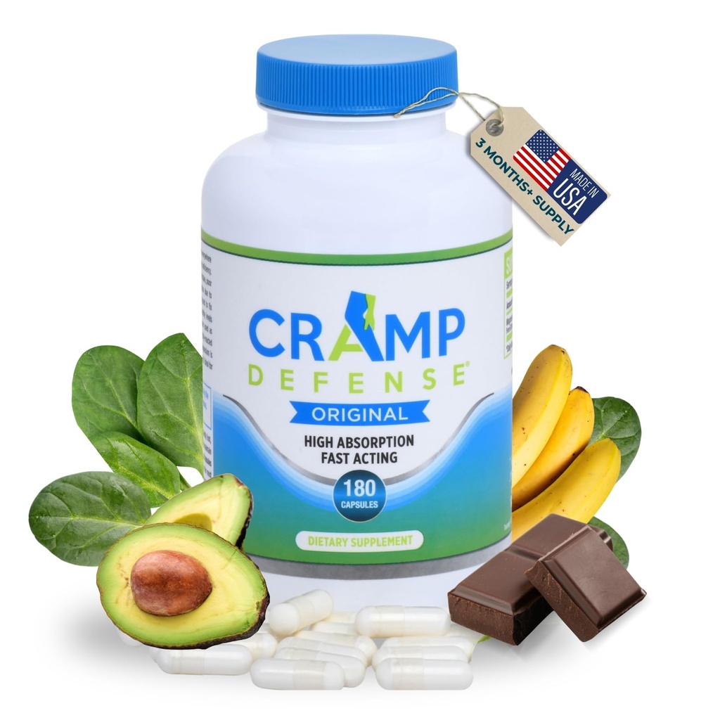 Cramp Defense for Leg Cramps & השרירים Cramps הקלה (במהלך היום ובלילה). תוספת מגנזיום המיוצר בארה"ב 3-6 חודשים אספקה לבקבוק. מכיל Truemag® עבור Max Absorption. מיליון דולר נמכרו