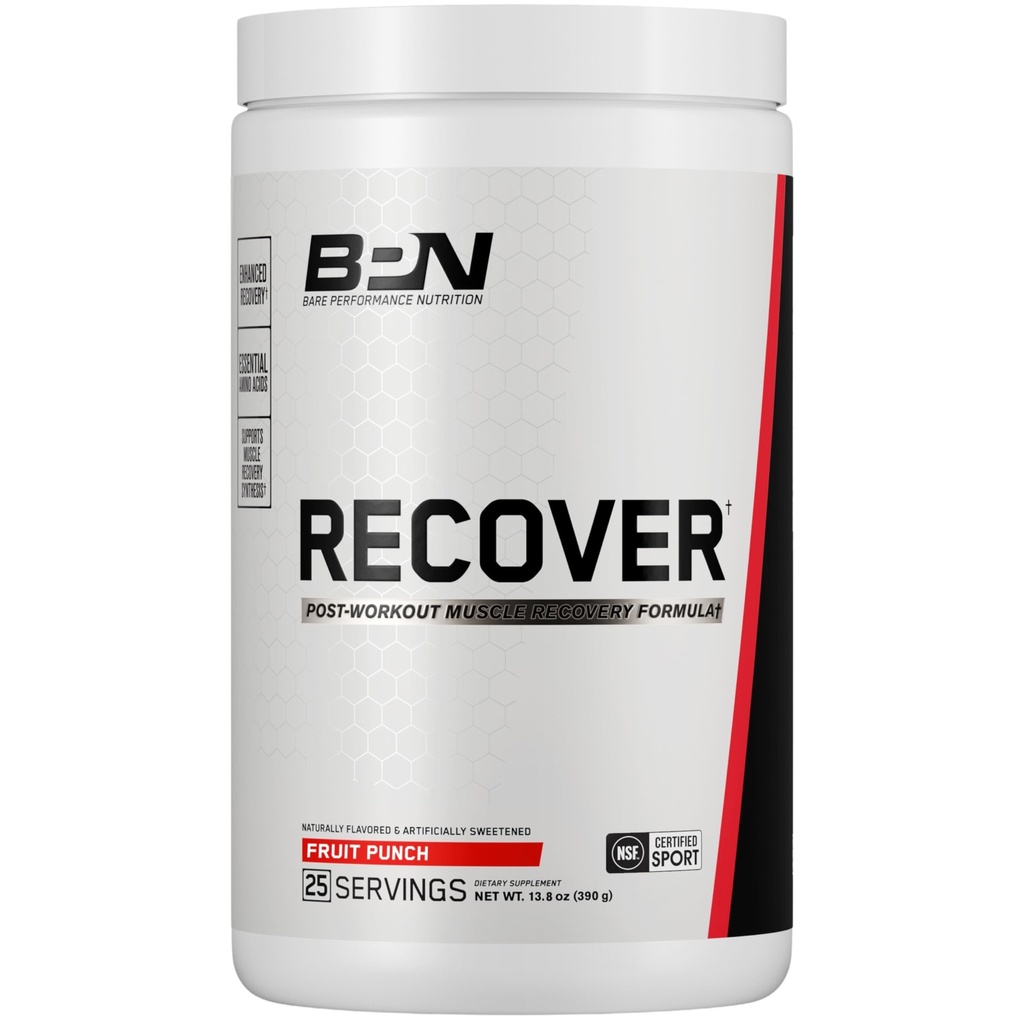 BARE PERFORMANCE NUTRITION BPN Recover Post-Workout Enhanced Muscle Recovery Drink Mix - Essential Amino Acids with Amino9®, CherryPURE® Tart Cherry & Carnitine, 25 משרתים, Punch הפירות