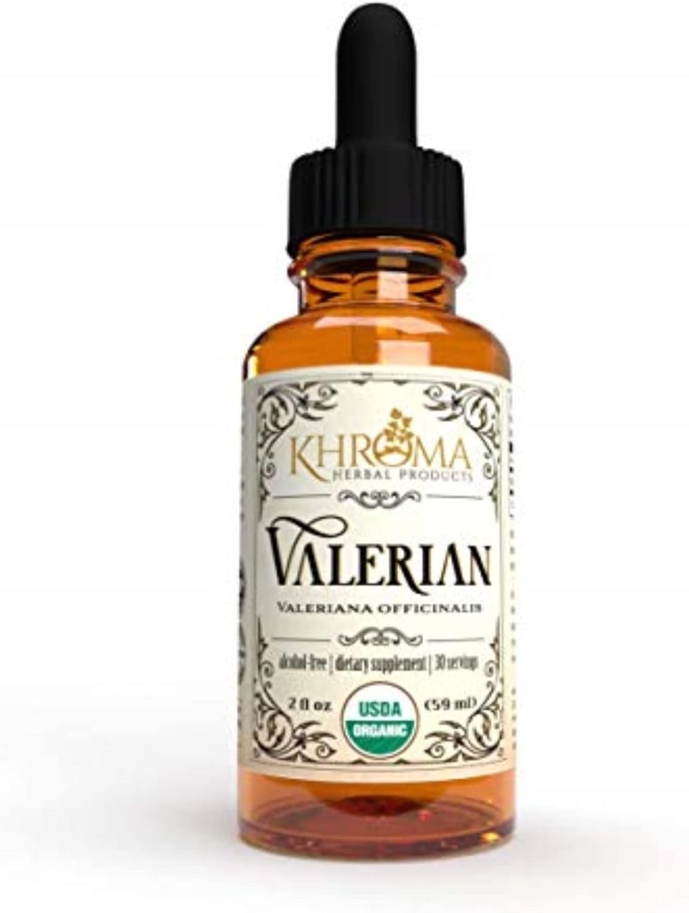 Khroma Herbal מוצרים אורגני ולריאן שורש - 2 oz נוזל בבקבוק זכוכית - 30 משרתי כוח מקסימליים