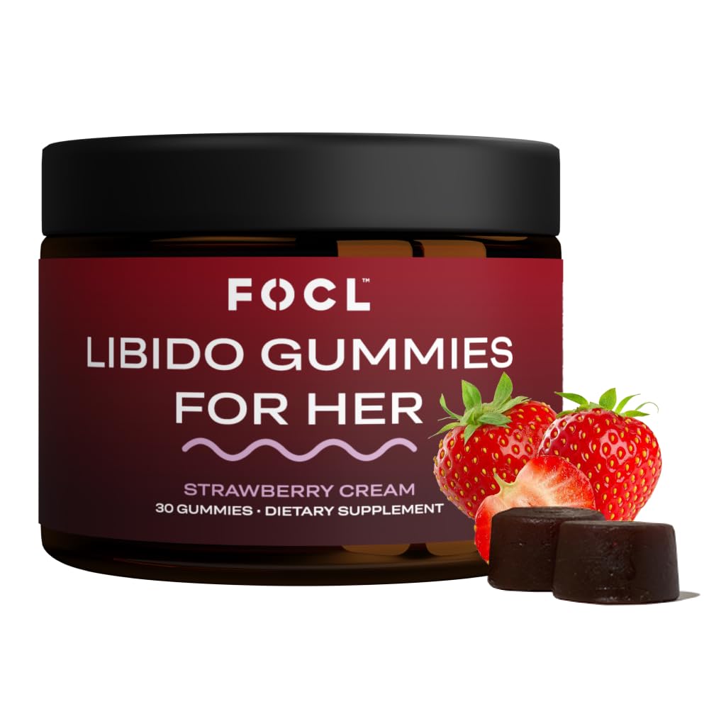 FOCL נשים Libido Booster עבור נשים - Boost Desire, Arousal, Energy, Helps לקדם איזון הורמונלי - Horyt Weed, Panugreek & Green Tea (30 מסטיקס סטרוברי קרם)