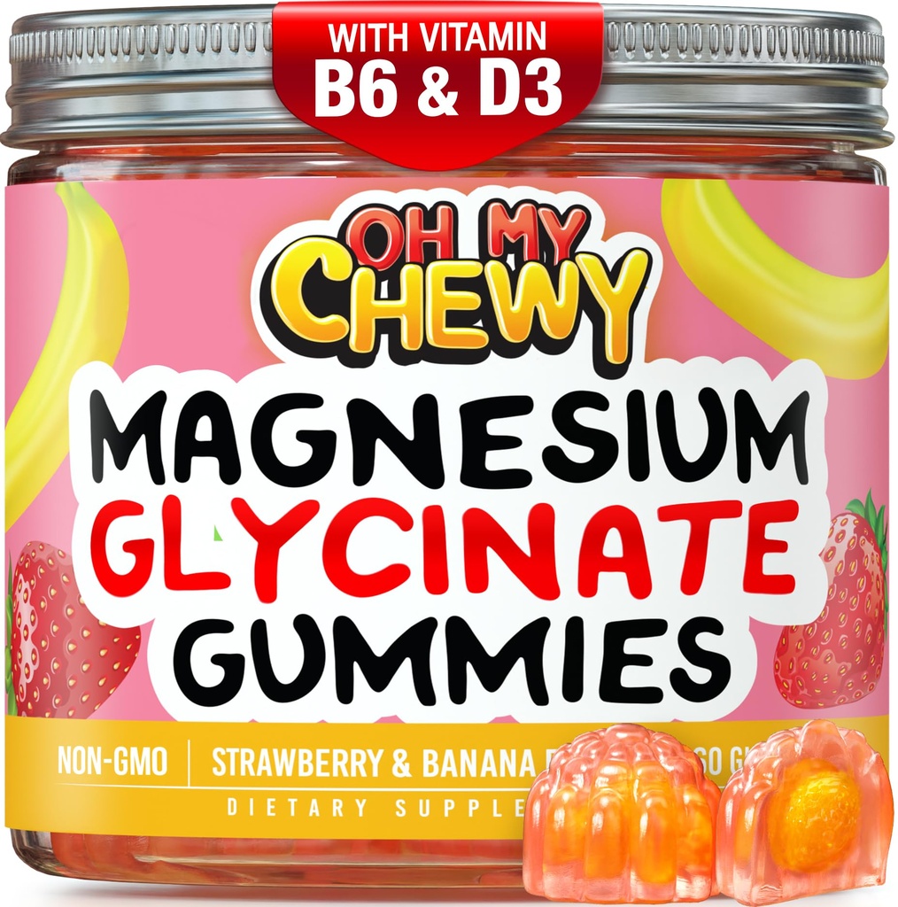 מרכז-Filled Magnesium Glycinate חניכיים 400MG - High Absorption for Kids, Teens & Adults - תוספת לשינה, Calm & השרירים להירגע עם B6 & D3 - Gluten Free & Vegan Friendly - 60 הרוזן ספירה