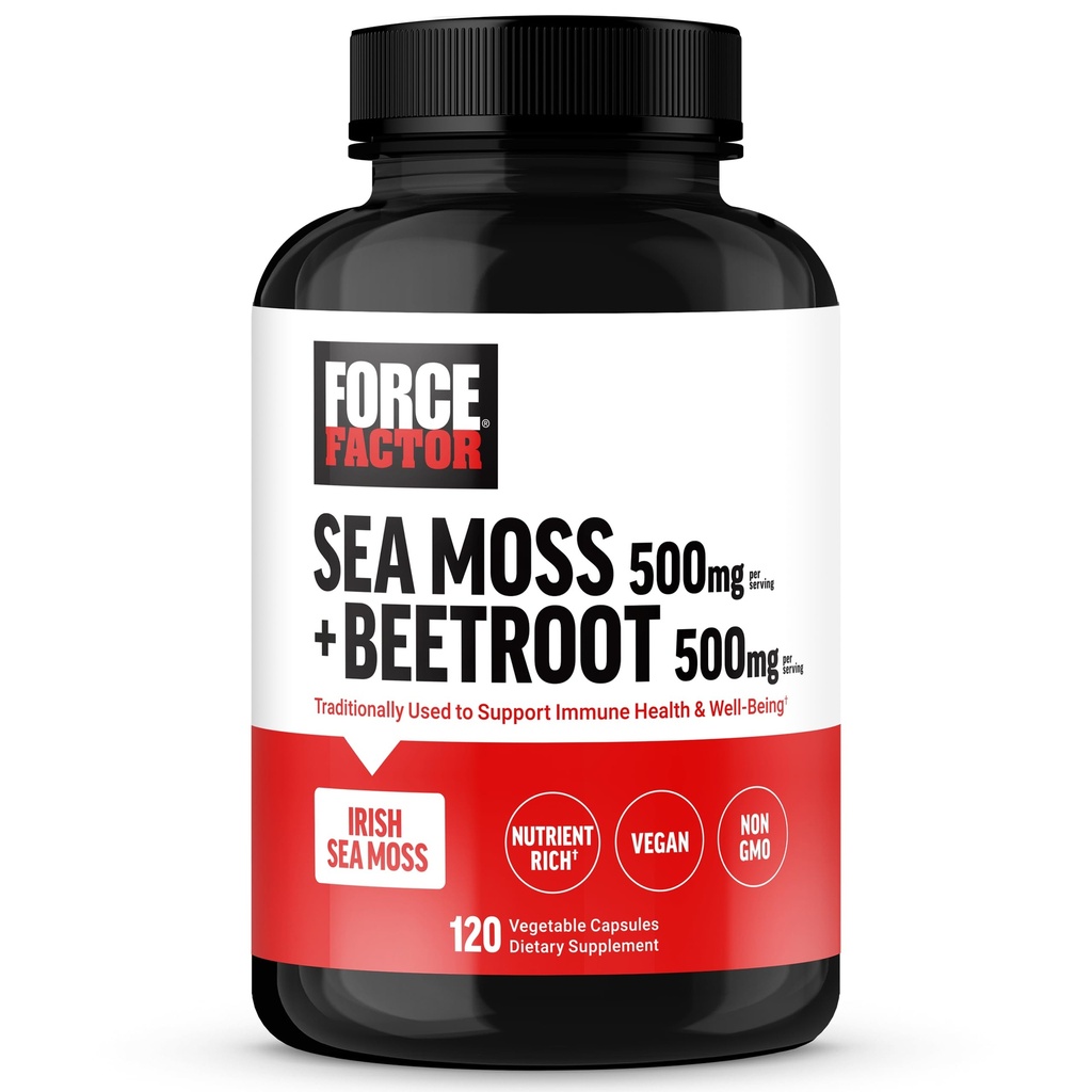 ל-FACTOR Irish Sea Mosss + Beet Root תוסף לתמיכה ב- Immunity, Circulation, Natural Energy, Heart Health, עם Antioxidants, Non-GMO, טבעוני-ידידותי, Soy-Free, 120 קפסולות ירקות