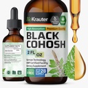 BIO KRAUTER Black Cohosh Root Tincture - טבעוני שחור Cohosh תוספי נשים תמיכה - אלכוהול וסוכר חינם - 2 Fl.Oz.
