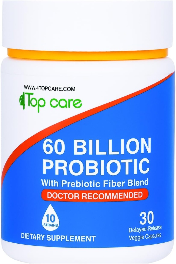 Probiotics 60 מיליארד CFU - 10 סטרינס + אורגני Prebiotics - Immune, Digestive & Gut Health - תומך Occasional Constipation, Diarrhea, Gas & Bloating - עבור נשים וגברים - 30ctct.