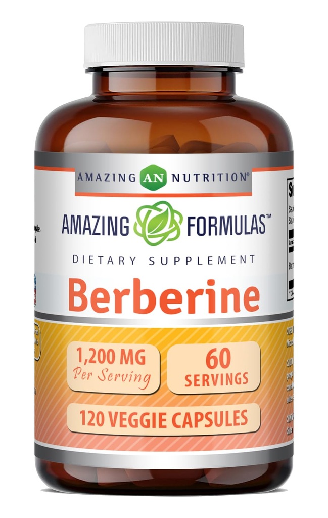 פורמולה מדהימה Berberine תוסף | 1200 Mg per Serve | Veggie קפסולות | Non-GMO | Gluten-Free | Made in USA (1 Pack, 120 Count)