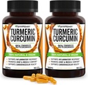 כורכום Turmeric Curcumin עם bioPerine Black Pepper & 95% Curcuminoids, Absorption מקסימלית לתמיכה משותפת, non-GMO Turmeric קפסולות, המיוצר בארה"ב - 180 Veg Caps