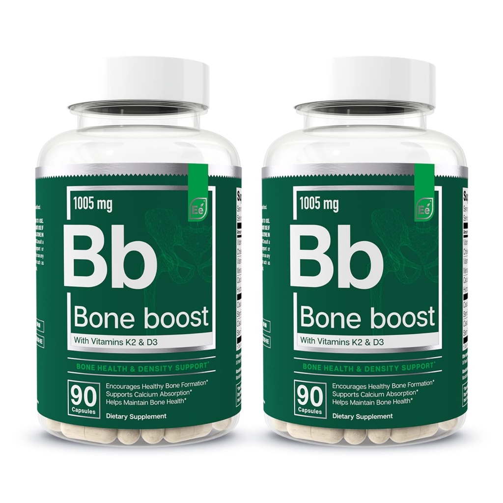 Essential Elements Bone Boost Bone Health Supplement - תמיכה העצם ו- Calcium תוספת עם ויטמין D 3, K2, Cissus Quadrangularis עבור כוח העצם - 180 קפסולות (60 יום אספקה) (2-Pack)