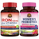 Vitalitown Women's Probiotics & Iron תוסף Bundle