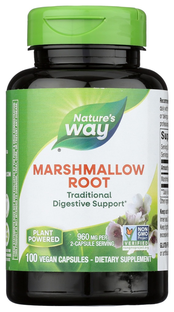 Nature's Way Marshmallow Root - Marshmallow Root Supplement for המסורתית Digestive Soothing - Gluten-Free & Vegan - Easy-Swallow כמוסות - 100 קפסולות (Packaging May Vary)