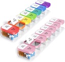 Odaro אקסטרה גדול כדור שבועי מארגנת, XL Pill Box 7 Day AM PM, ג'מבו תרופה מארגנת 2 פעמים A יום כדי להחזיק תרופות יומיות, ויטמינים, ותוספים, Rainbow & Pink / White (Set of Two)