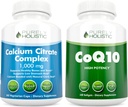 Calcium Citrate Complex 1000mg + CoQ10 100 מ"ג - 365 קפסולות טבעוניות + 240 Softgels Bundle - ללא ויטמין D - מיוצר בארה"ב