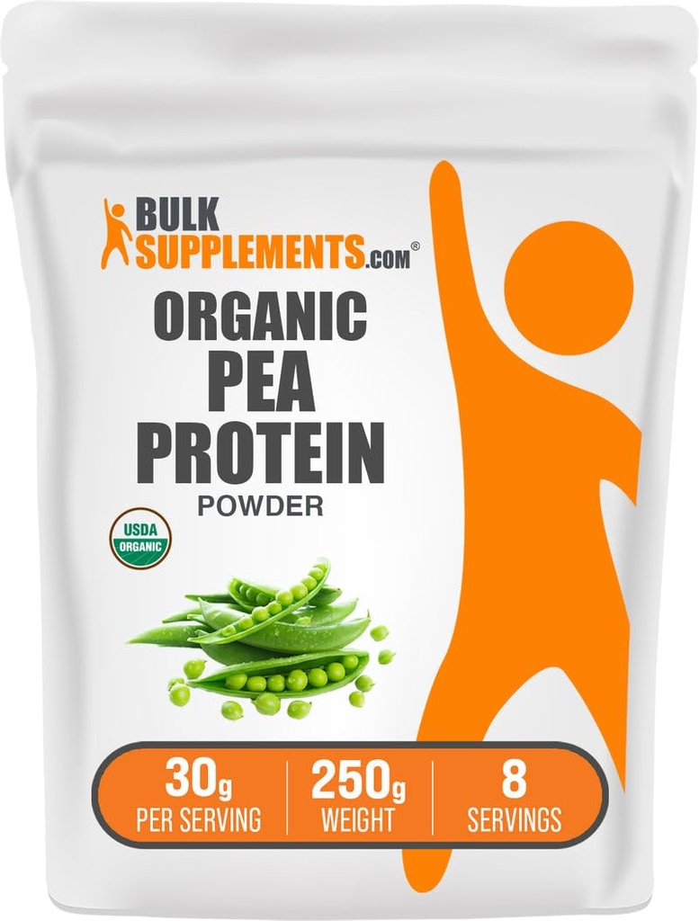 BulkSupplements.com אורגני אבקת חלבון צמחי מבוסס וטבעי אבקת חלבון - Unflavored & Gluten חינם, 30g לכל משרת, 250g (8.8 oz) (Pack of 1)