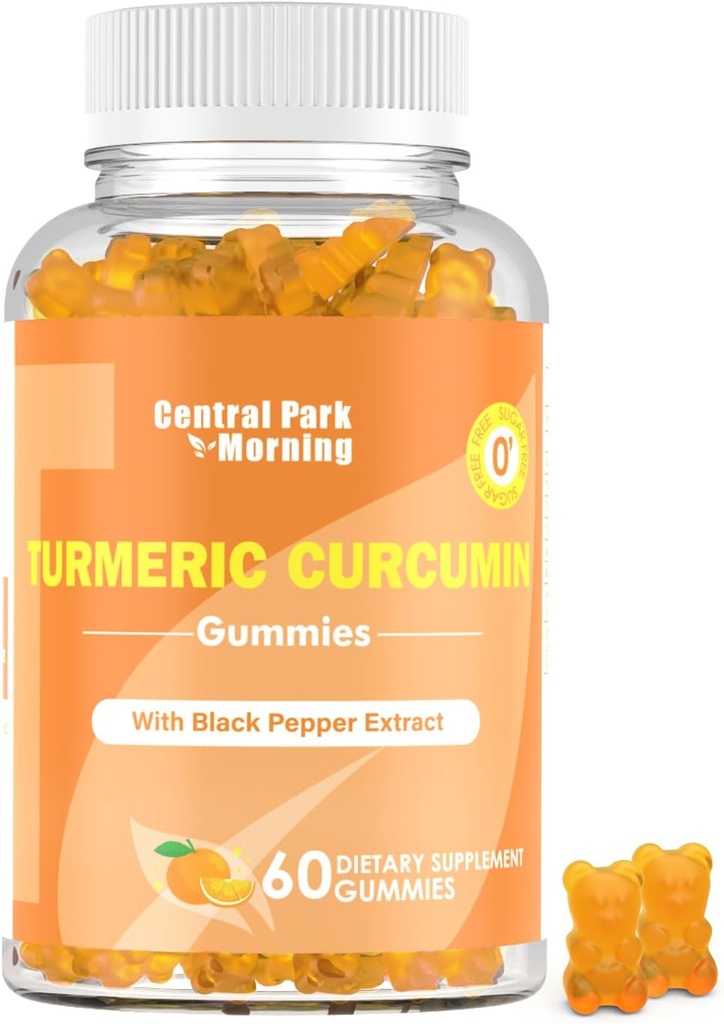 Turmeric Curcumin Gummies, תוספת תמיכה משותפת חניכיים עם כורכום Turmeric, טבעוני non-GMO, תוספת תזונתית, 60 הרוזן