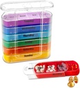 ABSOK Weekly Stackable Pill Organer, 4 Times A Day Pill Organer Box Morning, Noon, Evening, and Bedtime, 7 Stackable Compartments
