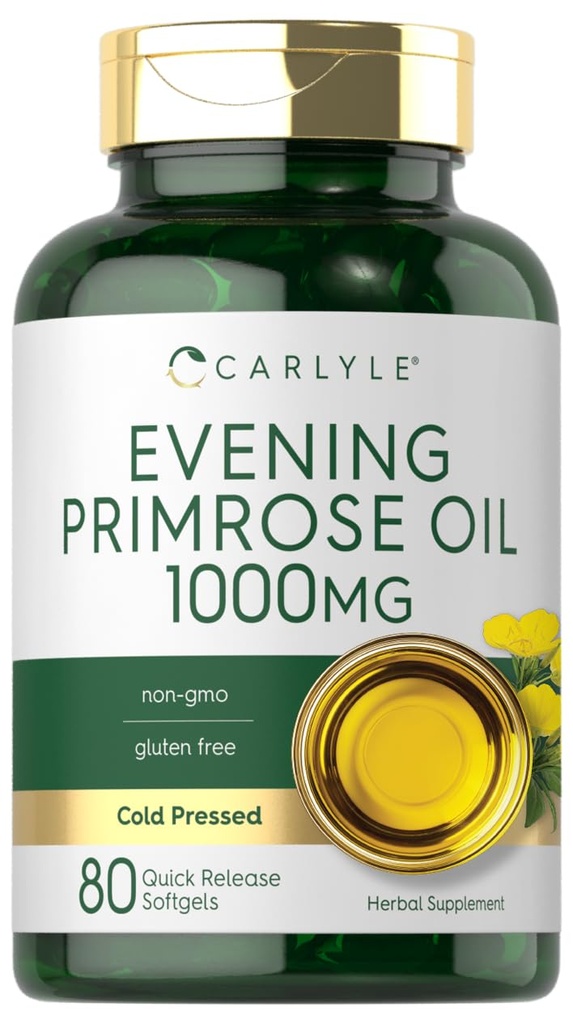 Karlyle Evening Primrose Oil קפסולות 1000 מ"ג | 80 Softgels | Cold Pressed Supplement