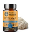 תערובת Mane של Mushroom עם Reishi: Organic Lion's Mane & Reishi Mushroom קפסולות, תוסף אבקת Mushroom, תומך בבריאות קוגניטיבית, זיכרון, מיקוד נפש, 90 קפסולות טבעוניות