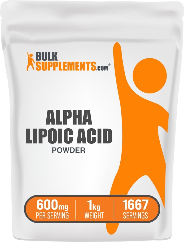 BulkSupplements.com Alpha Lipoic Acid אבקת ALA, Alpha Lipoic Acid 600 מ"ג - אבקת ALA, Gluten Free - 600 מ"ג של Alpha-Lipoic Acid לשרת, 5kg (11 lbs) (Pack של 5)