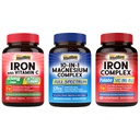 10 ב 1 Magnesium Complex & Iron תוסף, 65mg Carbonyl Iron עם 250 מ"ג ויטמין C & 5 ב 1 Iron Complex