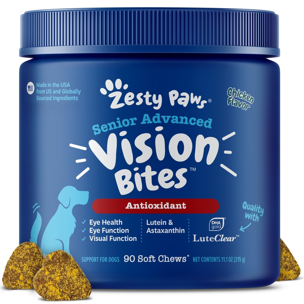 Zesty Paws עין תוסף לכלבים - תמיכה בראייה עם Antioxidants & אומגה 3 חומצות שומן - 90 Chews
