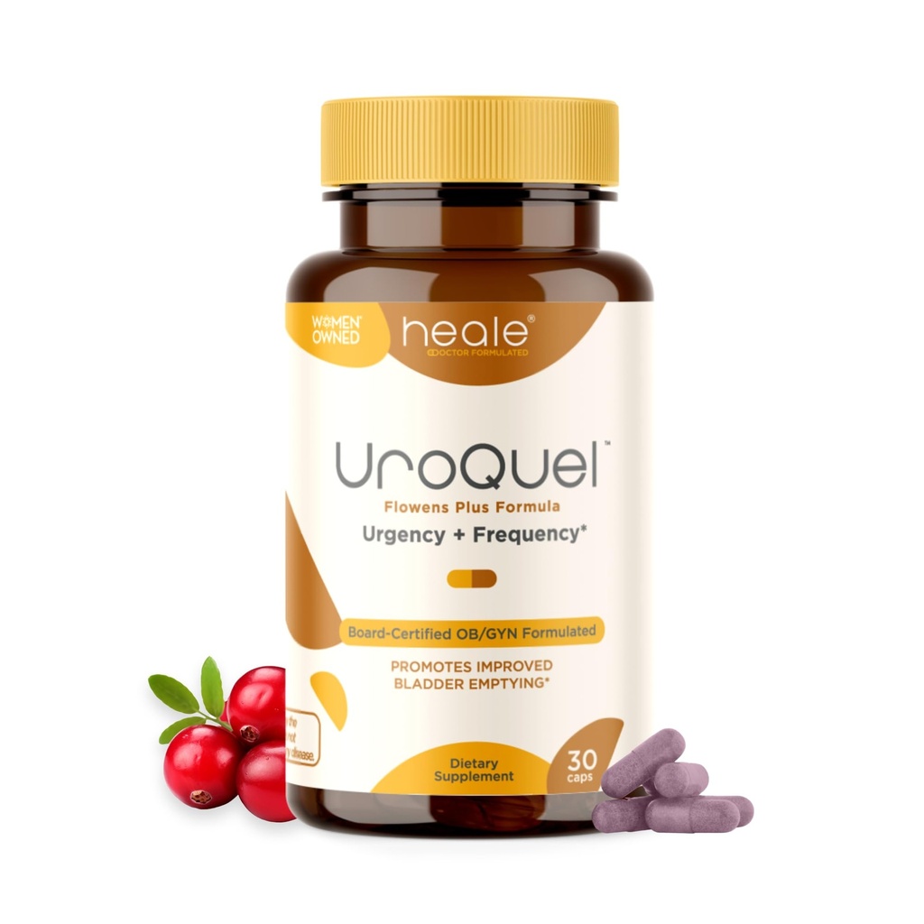 UroQuel - Natural Bladder Control Cranberry תוסף - הקטנת אורגיות האמבטיה, תדירות, Incontinence, with Flowens - OBGYN פורמולה - כדורי קריין לנשים וגברים - על ידי Heale - 30 קפסולות