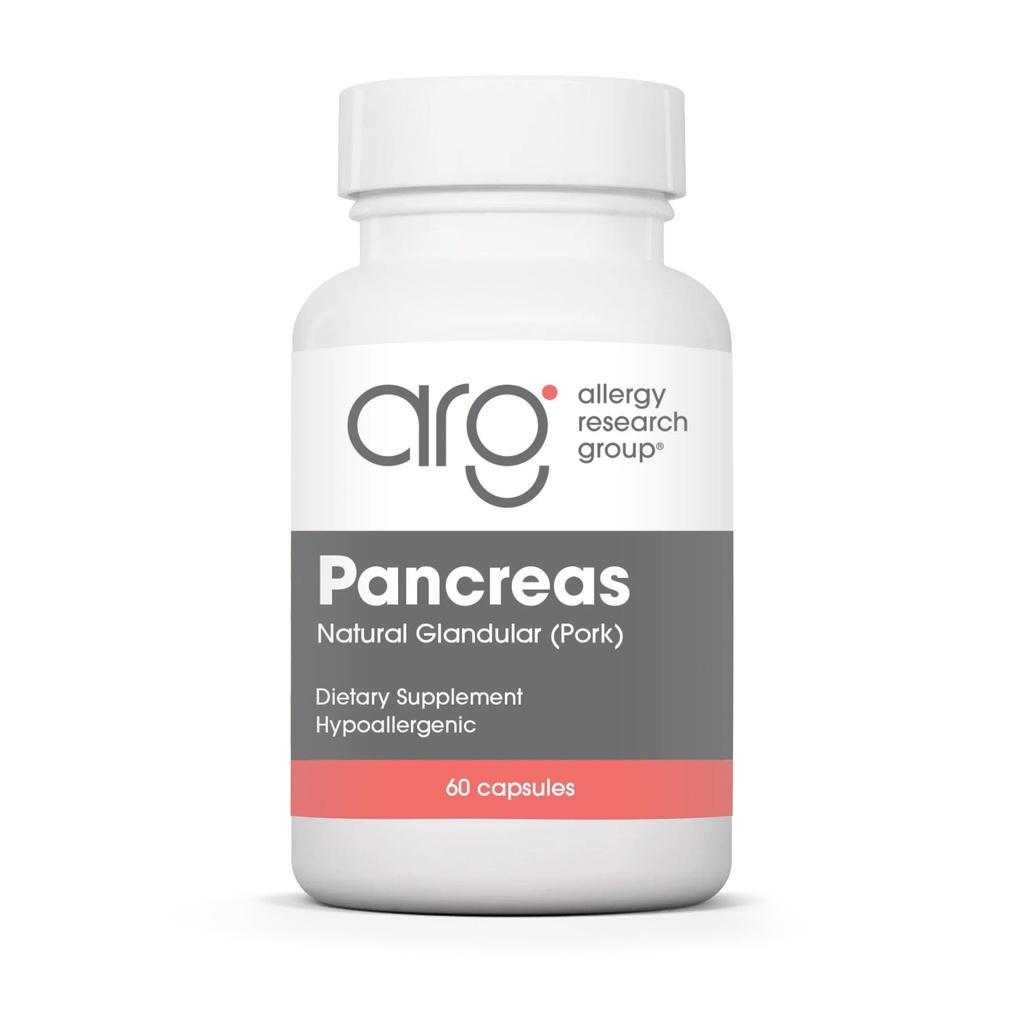Allergy Research Group Pancreas פורק תוסף - Pancreas Natural Glandular, 425mg Pancreatic Enzymes, Digestive Enzymes Amylase, Protease - 60 Count Count