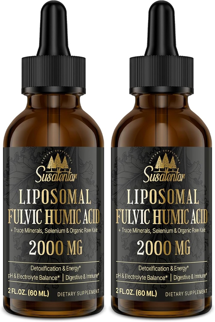 Trace מינרלים Electrolytes טיפות 2000 MG | נוזל Liposomal Fulvic Acid תוסף | 85+ Trace מינרלים | הידרה | Detoxification | אנרגיה | pH | איזון | Immunity | 4 Oz
