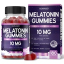 Melatonin Gummies 10 מ"ג למבוגרים (180 הרוזן) - Quick Dissolve Melatonin Gummies - חניכיים למבוגרים מכיל 10 מ"ג - עוצמה גבוהה - ברי פלפור - Non-GMO, תוסף טבעוני ומיוצר בארה"ב