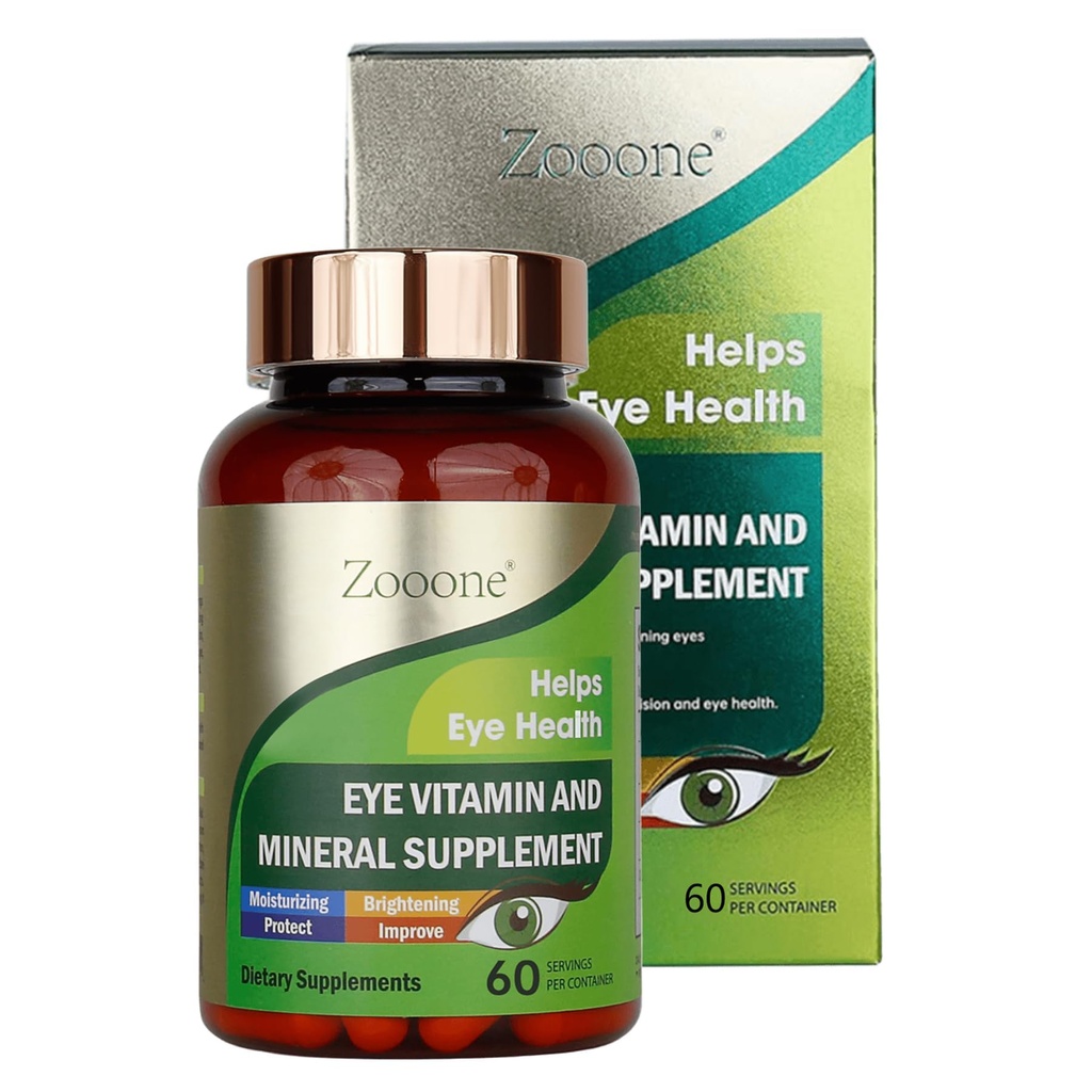 Zooone- 60pcs Lutein עין ויטמינים תוספת תזונה עבור Macular Health & יבש עיניים תמיכה, מכיל Lutein, Zinc, ויטמינים C / E & Zeaxanthin