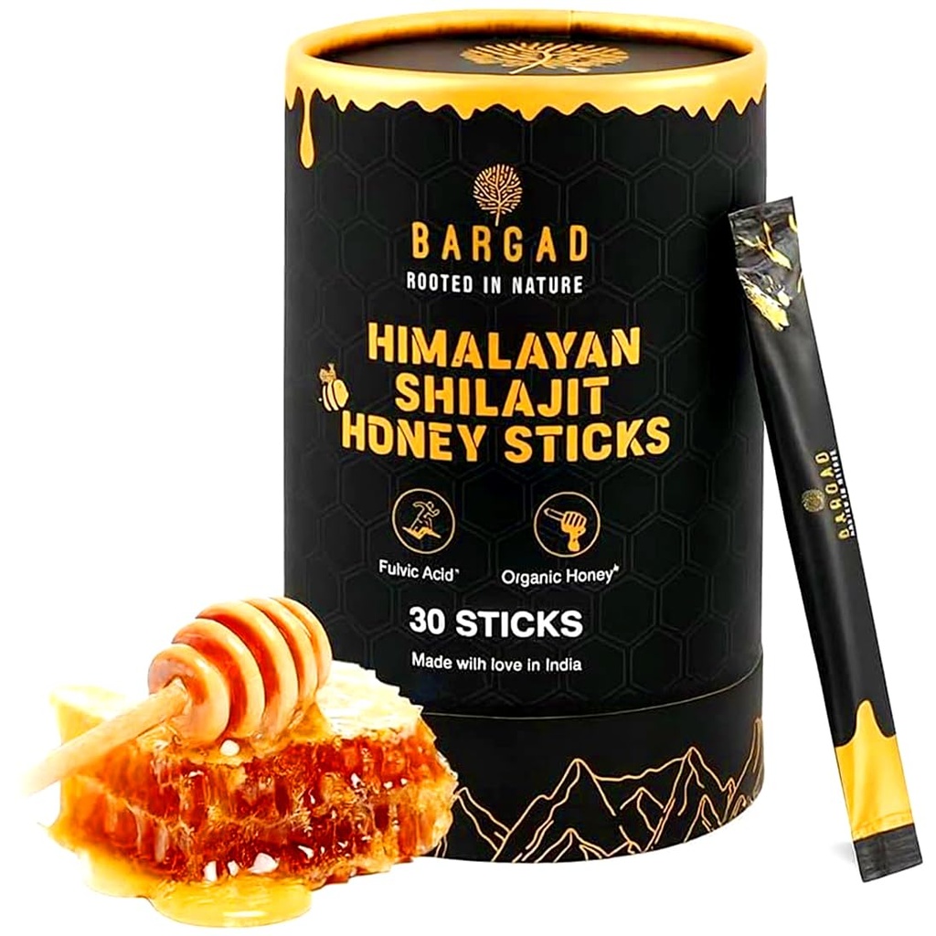 האותיות הקטנות של Pure ההימלאיה Shilajit Honey Sticks with Saffron - 30 Count | 75%+ Fulvic Acid, 85+ Trace מינרליםs | Natural Energy & Immunity Booster
