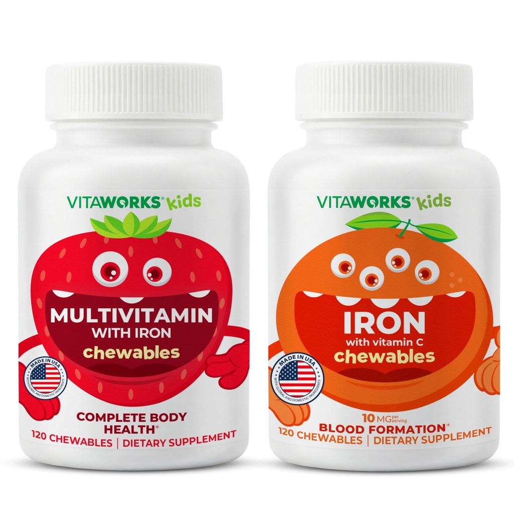 ילדים Multivitamin Chewables + Iron 10mg + ויטמין C Chewables Bundle