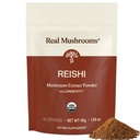 Real Mushrooms Reishi Mushroom אבקת - Handpiced Organic Mushroom Extracts - Red Reishi for Tranquil Daily Wellness עם מאומת Beta Glucans טבעוני, non-GMO, No Grain Fillers, 45 משרתים