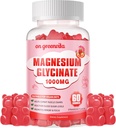 Magnesium Glycinate Gummies 1000mg - סוכר חינם Magnesium Potassium תוספת עם ויטמין D, B6, CoQ10 עבור Calm Mood & Sleep Support - 60 Strawberry חניכיים