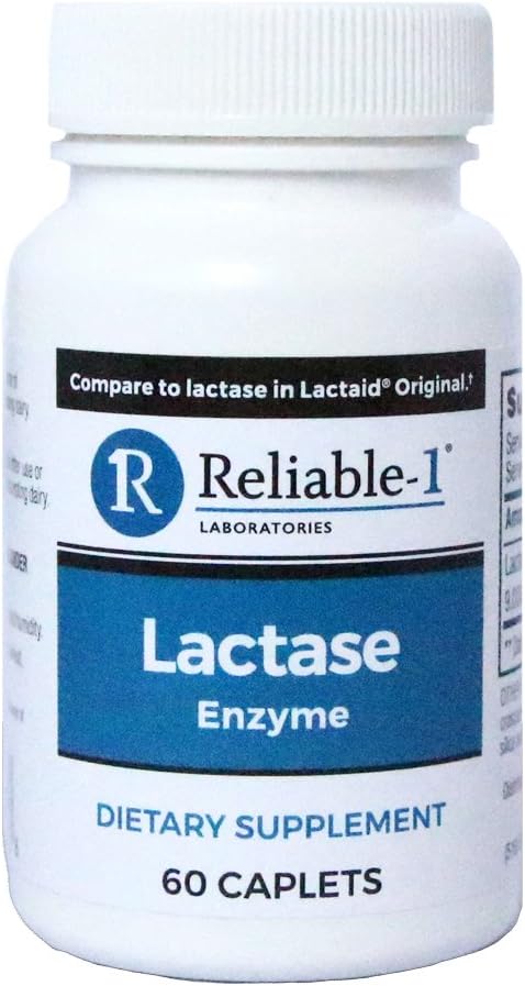 ReLIABLE 1 LABORATORIES Lactase Enzyme Dietary תוסף (60 קפסולות, 1 בקבוק) - מסייע למנוע גז, גלימה ו- Diarrhea ממוצרים המבוססים על חלב